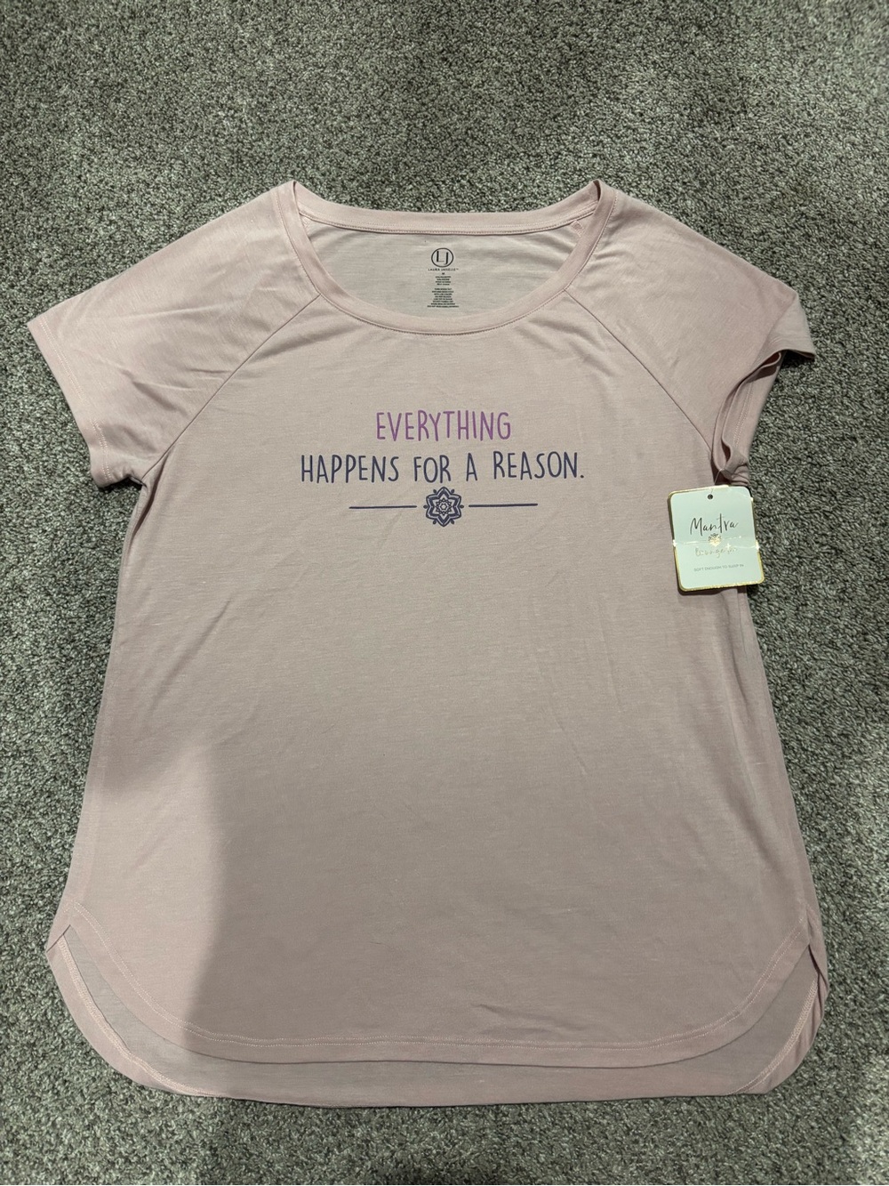 NWT Mantra Light Pink Short Sleeve Tee with Positive Graphic